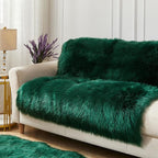 AMTOVO Faux Fur Sheepskin Rug for Living Room, 4 x 6 ft Dark Green Fluffy Area - Image 4