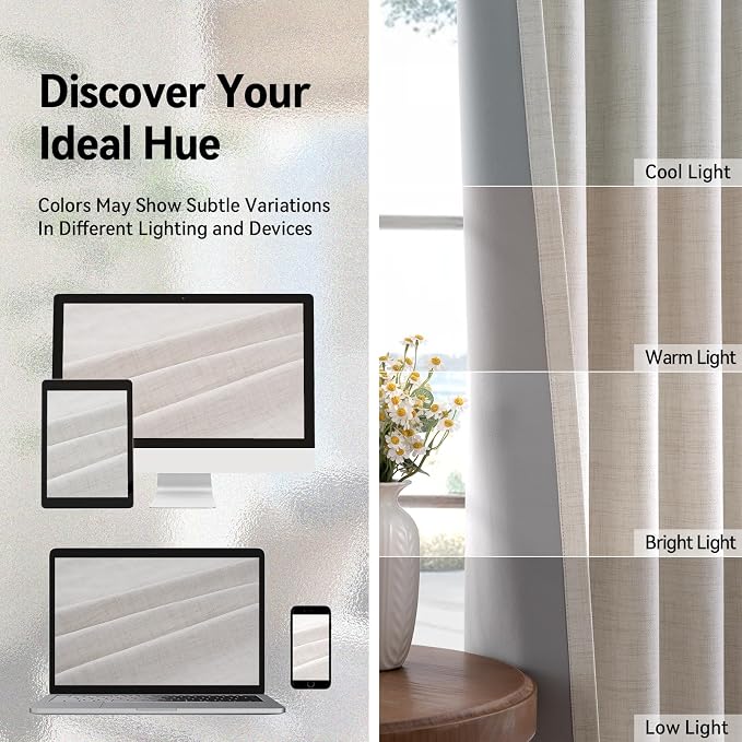 100% Blackout Shield Linen Blackout Curtains - Image 6