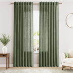 Olive Green Linen Curtains 84 Inches Long by Nanspring