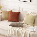 MIULEE Pack of 2 Dark Rust Corduroy Decorative Pillow Covers 18x18 Inch Soft - Image 2