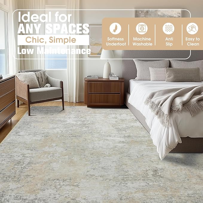 9x12 Area Rugs for Living Room Rug Washable: Abstract Large Rug for Dining Room - Image 8