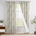 jinchan Lined Linen Blend Curtain Floral Curtains by JINCHAN