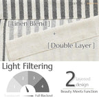 jinchan Linen Valance Curtain Striped Small Window Curtain Double Layer Light - Image 4
