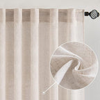 MIULEE Natural White Linen Curtains 90 Inch Long 2 Panels Set - Image 2