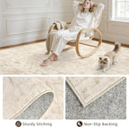 8x10 Area Rugs for Living Room: Vintage Boho Neutral Washable Rug Indoor Soft - Image 4