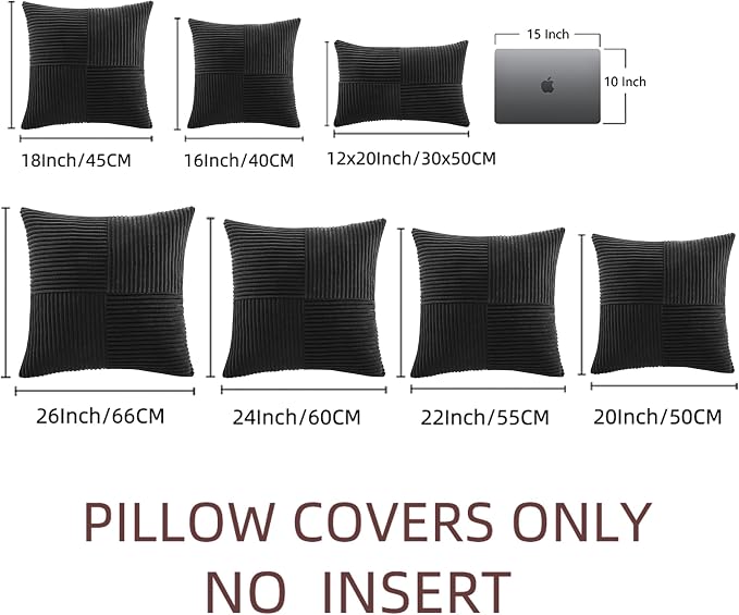Fancy Homi 2 Packs Black Euro Decorative Throw Pillow Covers 28x28 Inch - Image 6