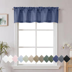 Chyhomenyc Blue Valance for Windows, Light Filtering Faux Linen Textured Small by Chyhomenyc