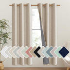 NICETOWN Cream 100% Blackout Linen Curtains 72 inch Long Burg by NICETOWN