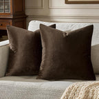 GIGIZAZA Brown Velvet Pillow Covers 24x24, Square Solid Throw Pillow Covers by GIGIZAZAFocusingonhomedecoration