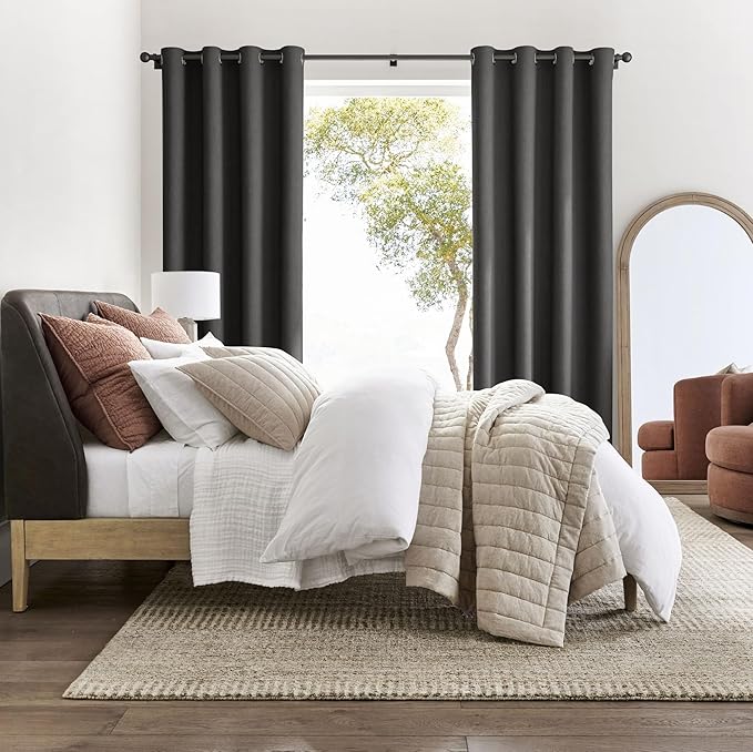 NICETOWN Room Darkening Draperies Curtains Panels, 2 Panels Grey W52 x L90 - Image 2