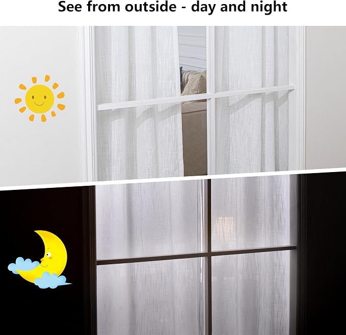MYSKY HOME Natural Linen Living Room Curtains, Semi Sheers Light Filtering Back - Image 5