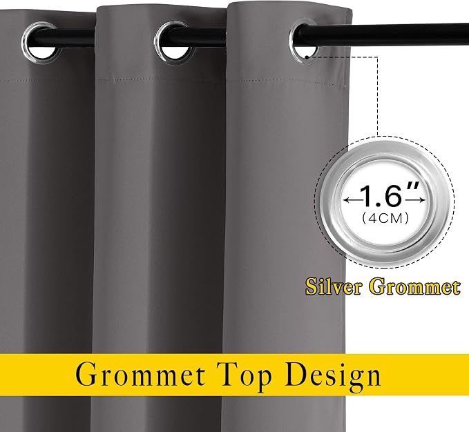 NICETOWN Grey Room Darkening Curtains Blackout 40 inch Curtains - Image 2