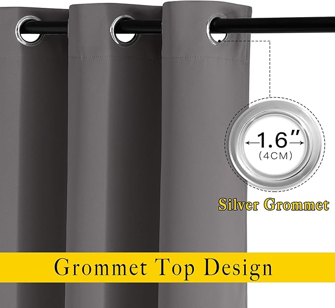 NICETOWN Gray Blackout Curtains - Image 2