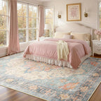 RELEANY Area Rugs 9'x12' Washable Non-Slip, Floral Vintage Distress Print - Image 2