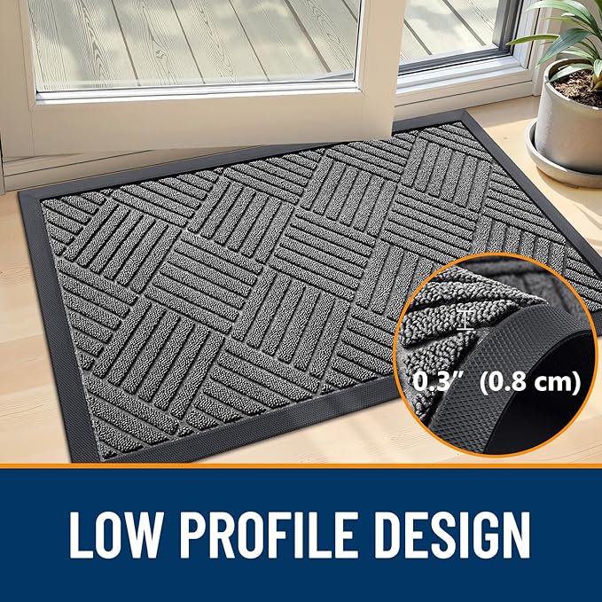 OLANLY Front Door Mat Outside Entrance 35x23, Heavy Duty Sturdy Natural Rubber - Image 3