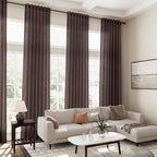Coffee Linen Semi Sheer Curtains 120 Inches Long 2 Panels Set Back Tab Loop - Image 7