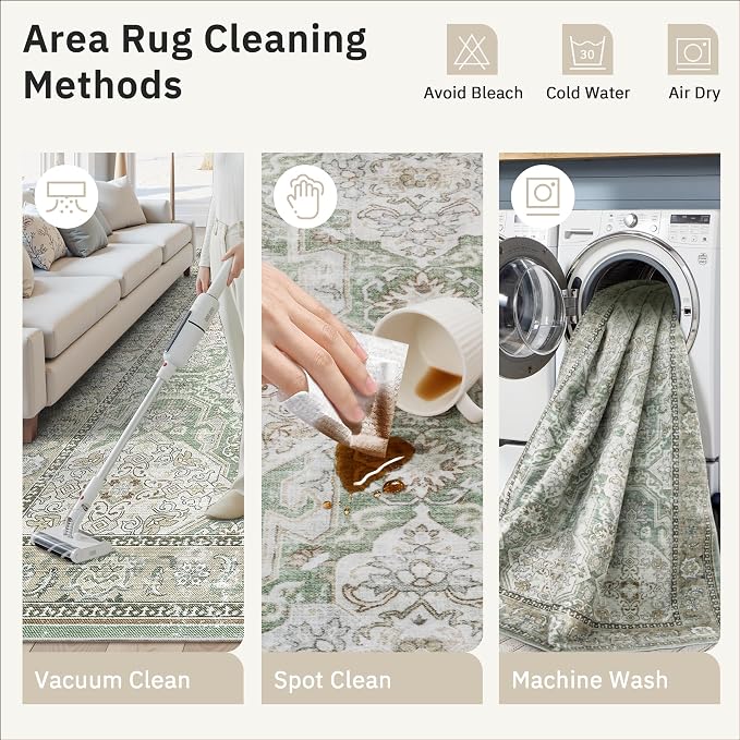 4x6 Area Rugs for Living Room, Vintage Washable Rugs for Dining Room, Home - Image 6