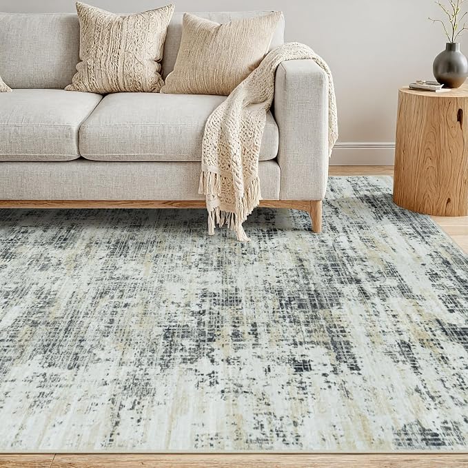 5x7 Area Rugs for Living Room Washable Rug: Anti-Skid Abstract Modern Living - Image 9