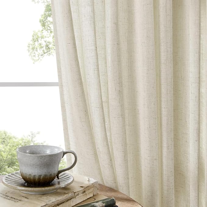 Joydeco Linen Curtains 90 Inch Length 2 Panel Sets, Light Filtering Curtains - Image 4