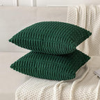 MIULEE Pack of 2 Dark Green Corduroy Decorative Euro Sham Pillow Covers 24x24 - Image 3