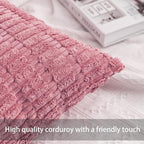 Pack of 2 Corduroy Decorative Throw Pillow Covers 24x24 Inch Soft Striped - Image 2