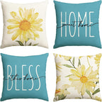 AVOIN colorlife Home Sweet Home Spring Summer Flowers Yellow Throw Pillow Covers by AVOINcolorlife