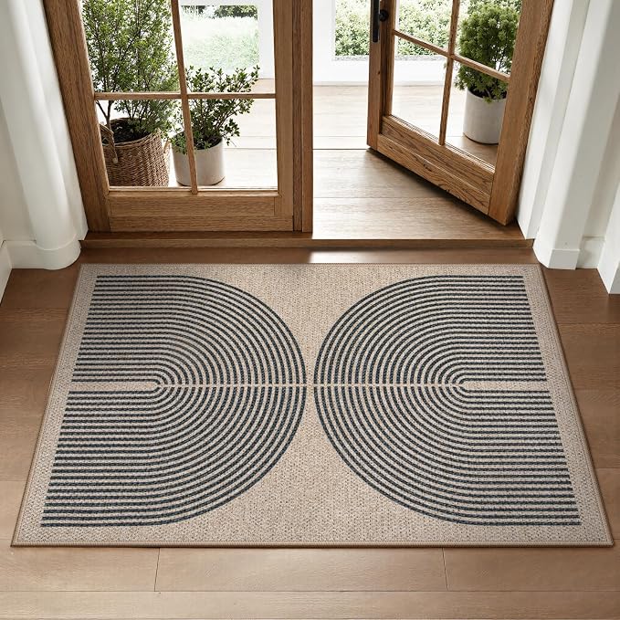 Lahome Enfys Rainbow Easy Jute Rug, 2x3 Farmhouse Kitchen Rugs Non Slip by Lahome