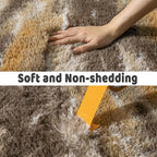 Soft Runner Rugs for Bedroom Hallways, 2x6 Abstract Brown Fluffy Shag Throw - Image 5