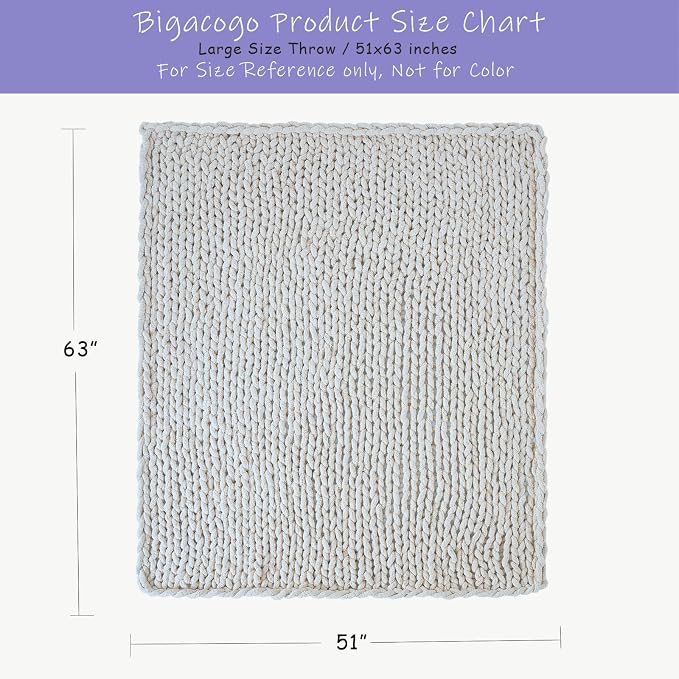 Bigacogo Chunky Knit Throw Blanket - Image 2