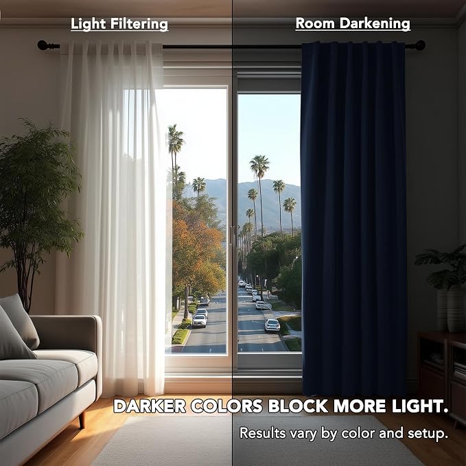 Deconovo Blackout Curtains, Thermal Insulated, W70 x L108 2 Panels, Back Tab - Image 3