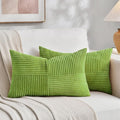 Fancy Homi Set of 2 Lime Green Long Lumbar Decorative Throw Pillow Covers 12x24 by Fancy+Homi