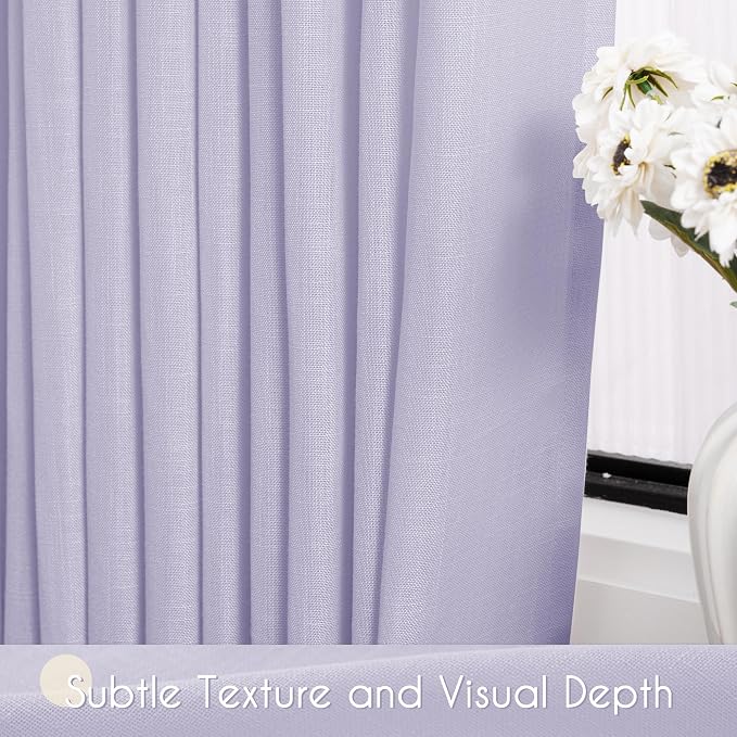Lavender Back Tab Linen Curtains 102 Inches Length - Image 4