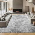 ONASAR Area Rugs 9x12 Living Room, Tie-Dyed Light Grey Large Fluffy Bedroom Rug by ONASAR