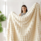 COOVA Faux Fur Throw Blanket for Couch, Cozy Soft and Fuzzy Plush Rabbit Fur - Image 3