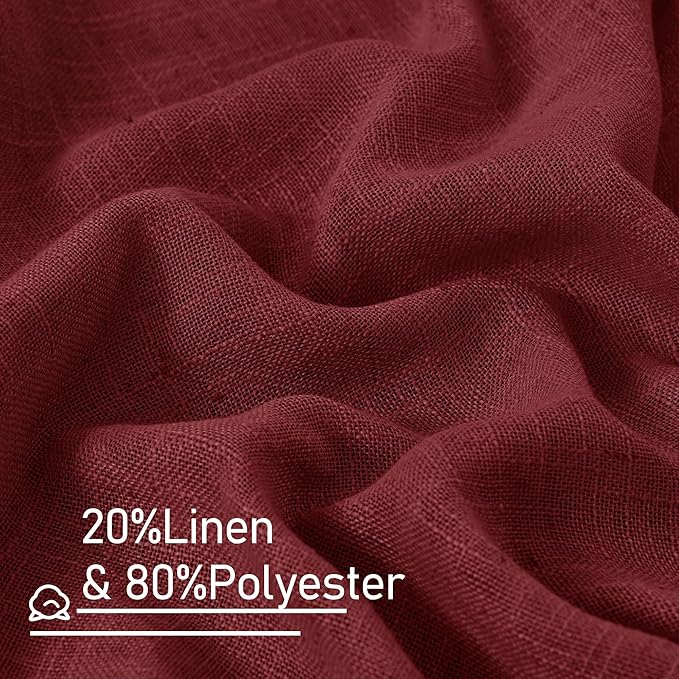 LAMIT 95 inch Linen Curtains for Living Room, Burgundy Red Bronze Grommet - Image 3
