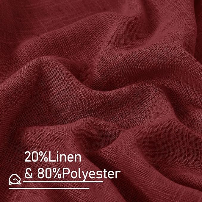 LAMIT Red Sheer Linen Curtains 45 Inch Length, Linen Textured Light Filtering - Image 3