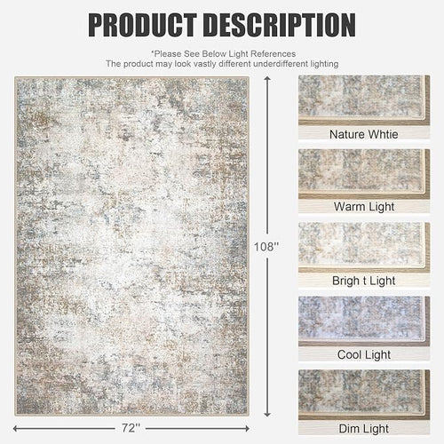 6x9 Area Rug Living Room Rug: Washable Modern Abstract Soft Thin Rug Indoor - Image 2