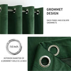 MIULEE Christmas Velvet Curtains Emerald Green Grommet Curtain Thermal - Image 2