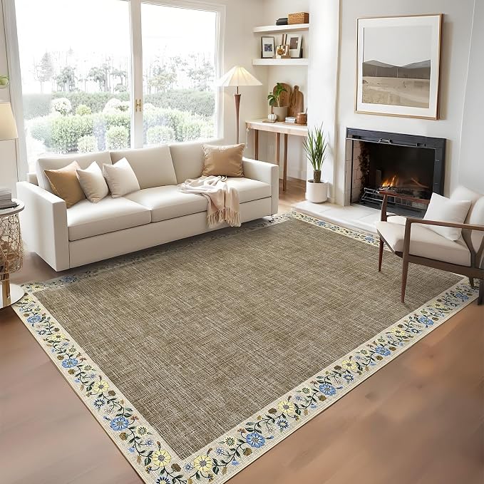 GarveeHome 4x6 Area Rugs for Bedroom Living Room Machine Washable Rugs Floral by GarveeHome