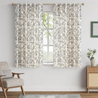 jinchan Linen Floral Curtains for Living Room 63 Inch Length Black Printed - Image 2