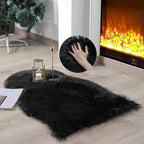 linmopm Faux Fur Rug Sheepskin Shag Fluffy Fuzzy Black 2x3 ft Small Rugs by Limopmfauxfurproducts