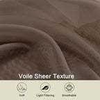 Sheer Chocolate Curtains for Bedroom Living Room 54 Inch Length 2 Panels Set - Image 3