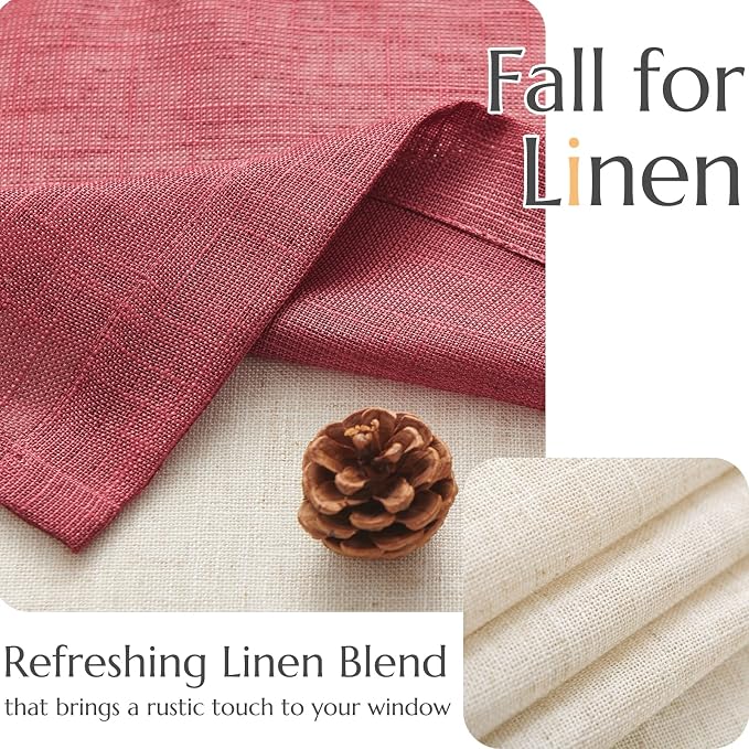 jinchan Linen Valance for Farmhouse Living Room Windows 16 Inch Slubbed Crossed - Image 5