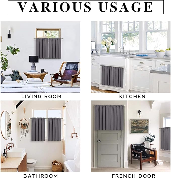RYB HOME Short Grey Blackout Curtains - Image 7