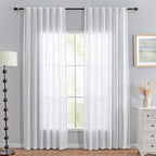 MYSKY HOME White Curtains for Living Room, Semi Sheer Curtains & Drapes Light - Image 2