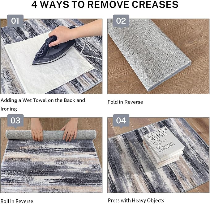 Lansny Modern Abstract 6x9 Machine Washable Living Room Rug Non-Slip Soft - Image 4