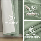 Yakamok Light Sage Green Linen Curtains 100% Blackout 84 Inches Long, Room - Image 6