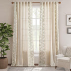 jinchan Belrose Linen Curtains for Bedroom Floral Curtains 96 Inch Length Linen - Image 2