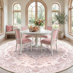 Area Rugs 8ft Washable Non-Slip, Floral Vintage Distress Print Pattern - Image 3