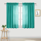 DWCN Teal Sheer Curtains Semi Transparent Voile Rod Pocket Curtains by DWCN